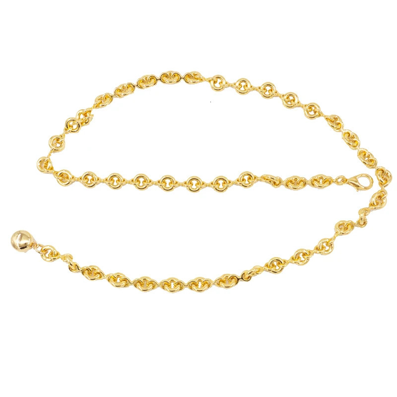 Round light gold waist chain coat thin chain waist belt womens metal chain waist belt 250304
