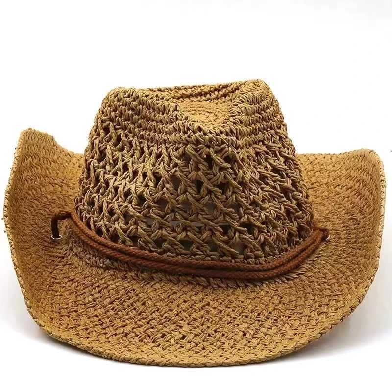 Western Cowboy Hat Mens Outdoor Panama 2024 Summer Beach C Womens Sombrero Vaquero Hombre Cheu Wide Bree Mens Str Sun HatXJ250304