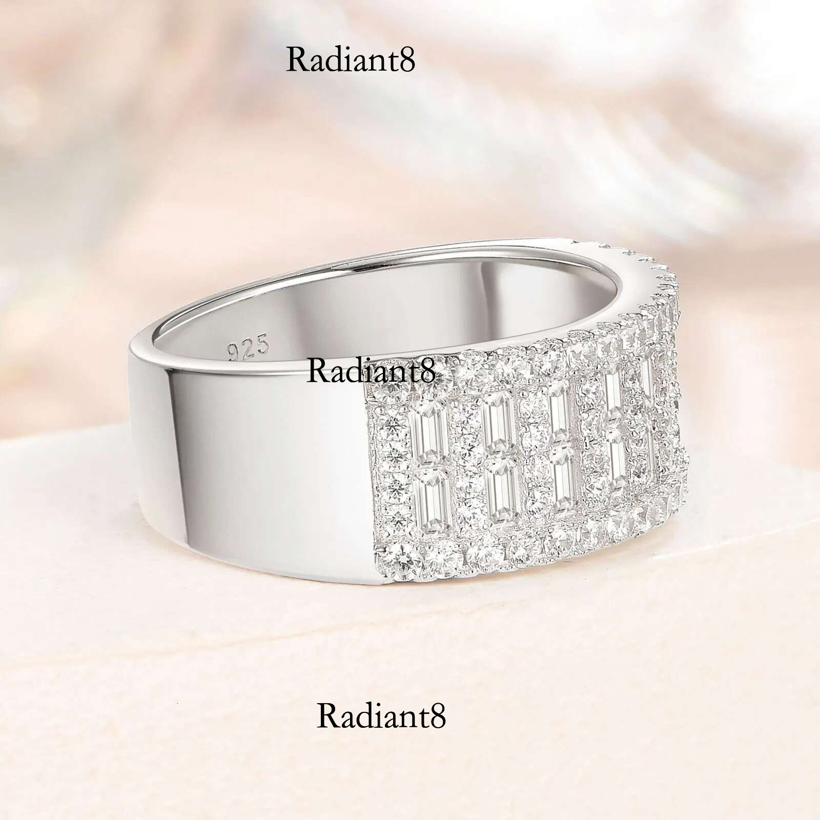 Newshe Wide Wedding Bands for Women Sterg Sier Engagement Rings Half Eternity AAAAA Cubic Zircon Jewelry