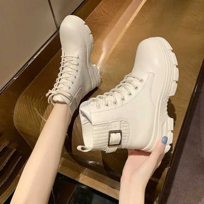 Wens Ankle Boots Fion Elastic Boot Outdoor Casual Leather Boots for Wen Non Slip Platform Boots British Style Short Botas Z250304