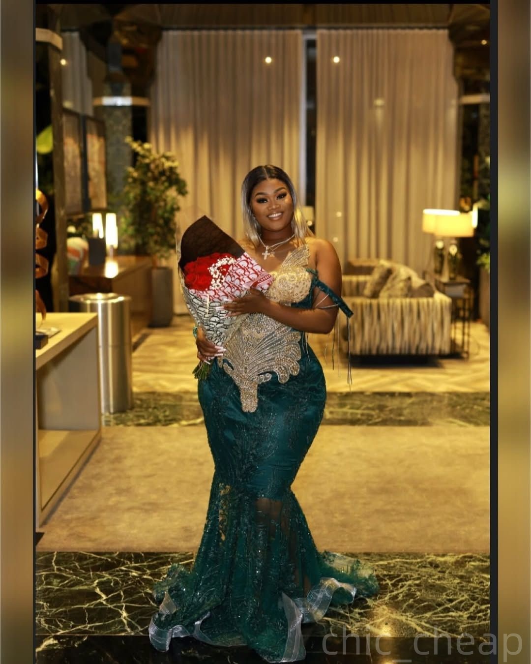 Dark Green Mermaid Prom Dresses 2025 Crystals Lace Sheer Neck Vintage Evening Formal Party Second Birthday Engagement Gowns Plus Size Dress For Specia