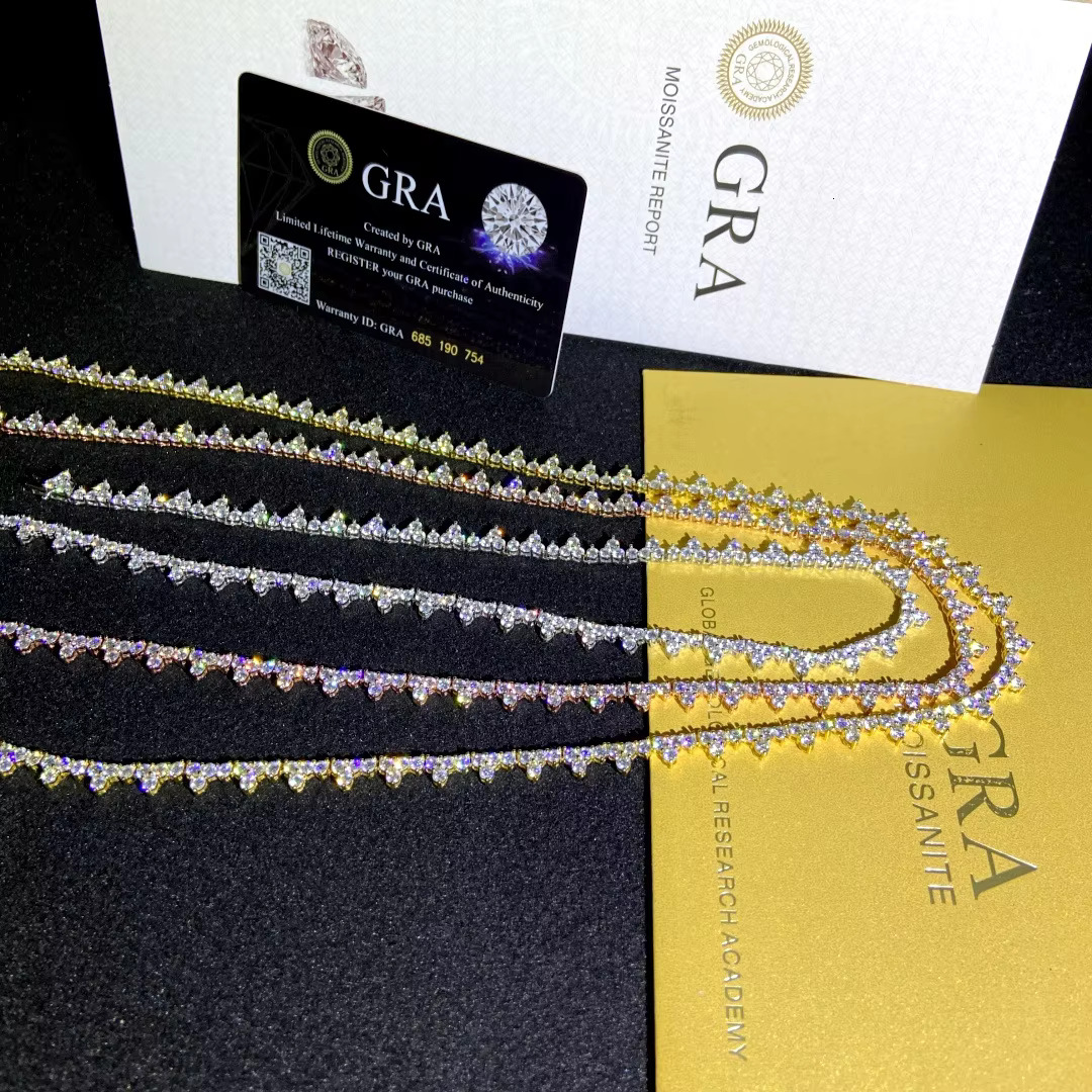 De 2.5mm VVS Necklace Chic Tennis Fashion Sier Moissanite Chain