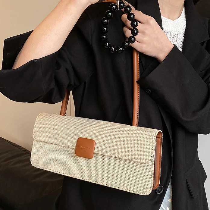 Brand Designer Canvas Womens Shoulder Bag Casual Lock Crossbody Bag Large Flap Handbag Y250303