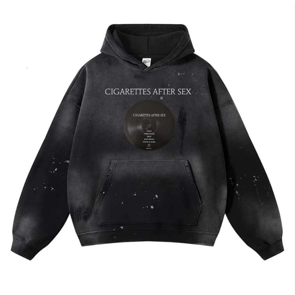 2025 new abstract printed hoodie autumn winter casual hooded black jacket men's and women's American clothing trend brand