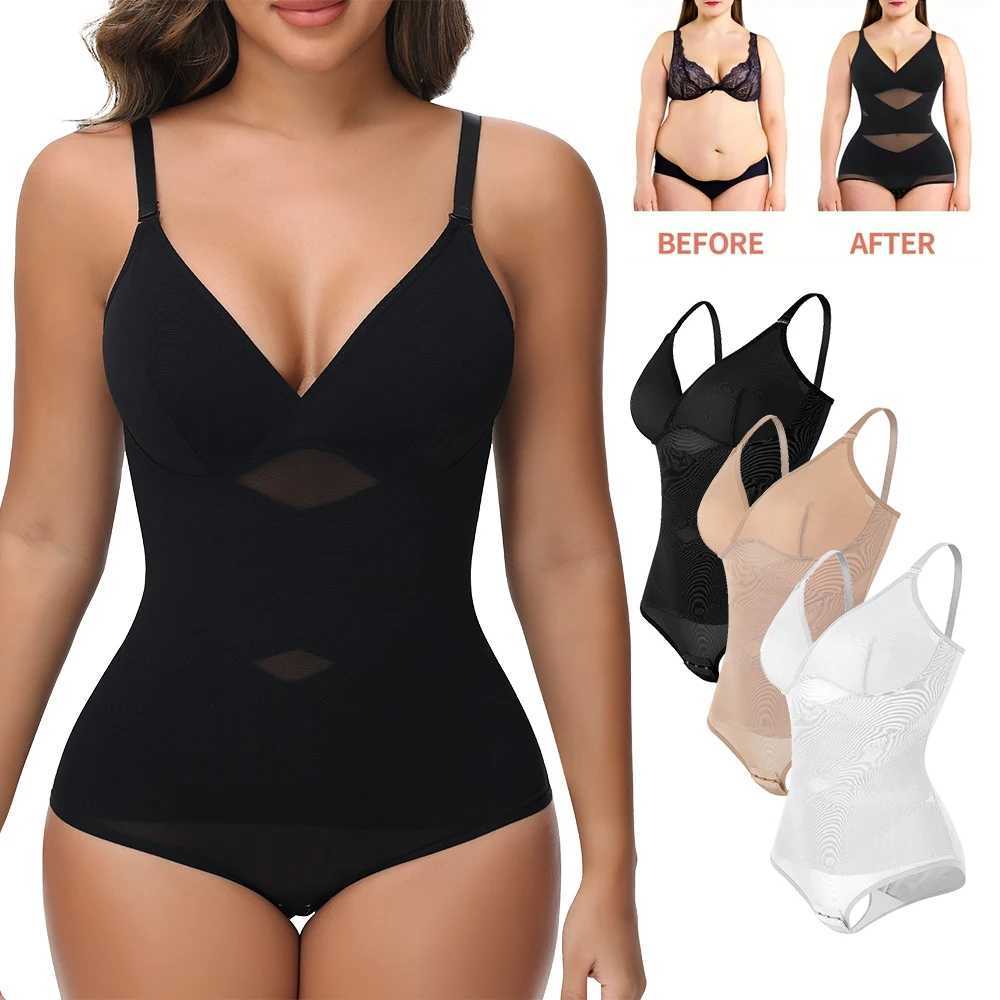 V Neck Shapewear Bodysuit Tummy Control Waist Trainer Body Shaper Open Crotch Shapewear Slimming Open Crotch UnderwearXJ250304