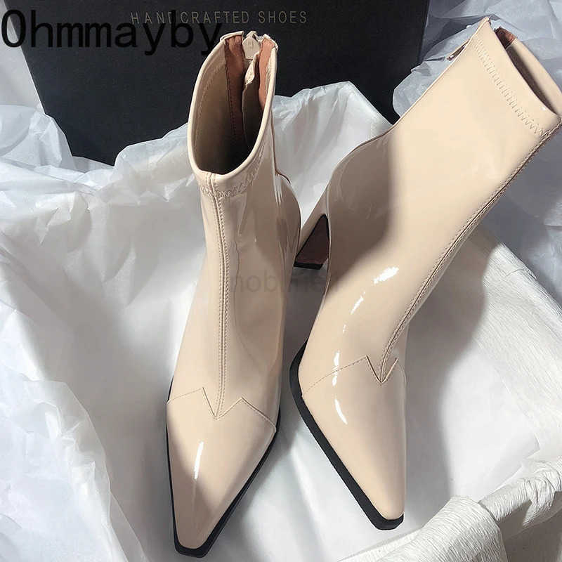 High Heel Wen Short Boots Fion Zippers Shoes Style Autumn Winter Pointed Toe Ladies Dancing Party Pr Shoes Z250304