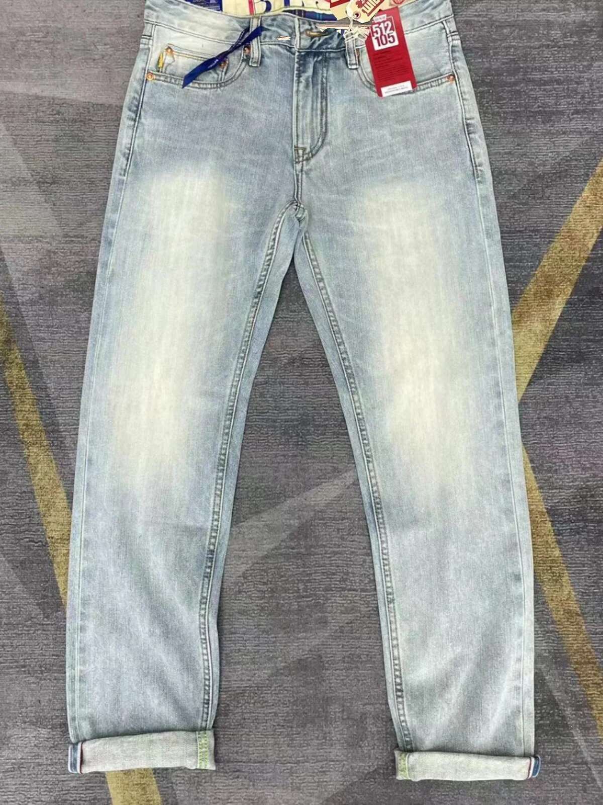 Spring Summer Light Blue 12Oz High Quality Seedge Jeans For Men 100% Cotton Vintage Heavy Washed Straight Pants Y2k Youth 501