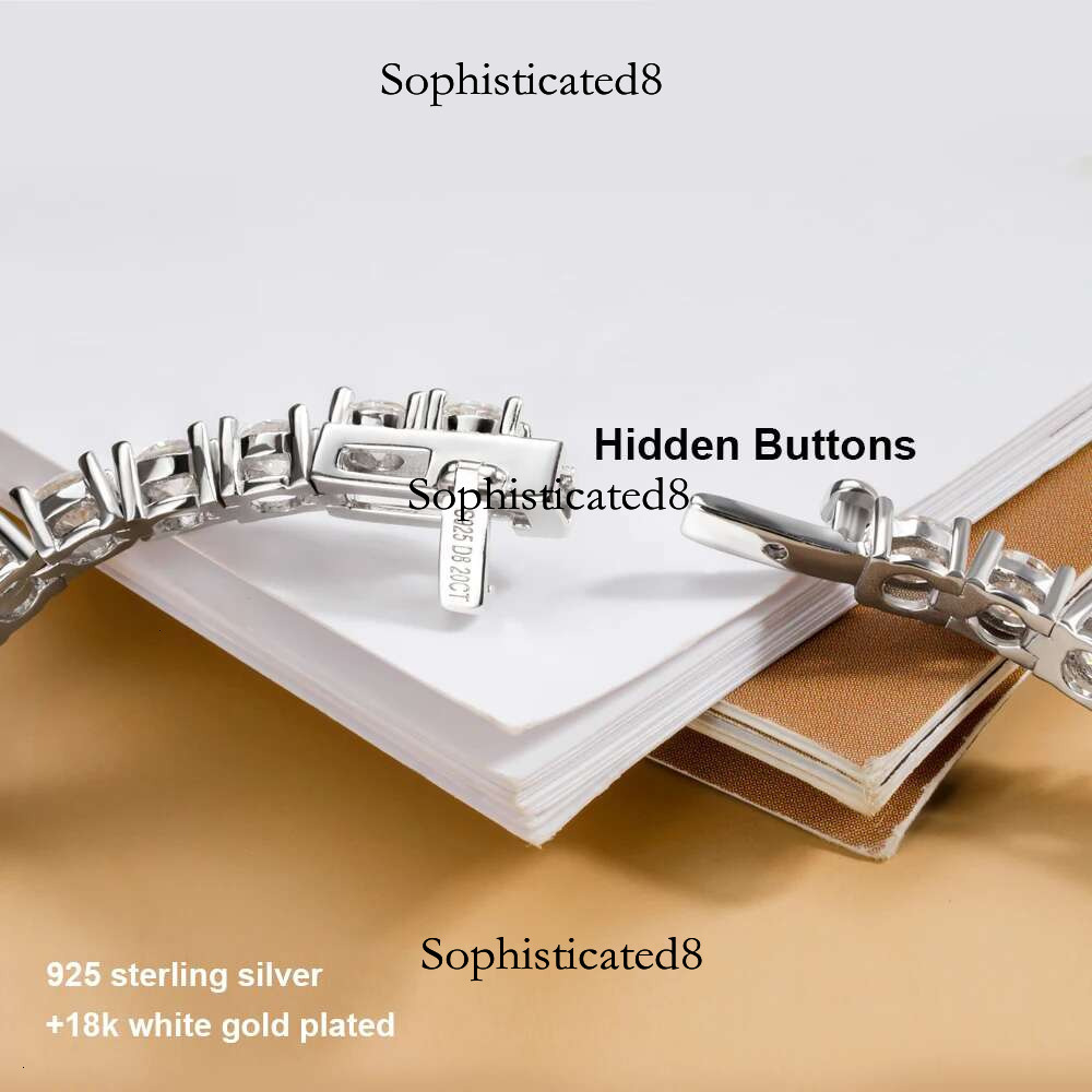 3.5mm Moissanite Tennis Bracelet for Women Man Sterg Sier Plated White Gold Hidden Lock Sparkg Wedding Party Jewelry