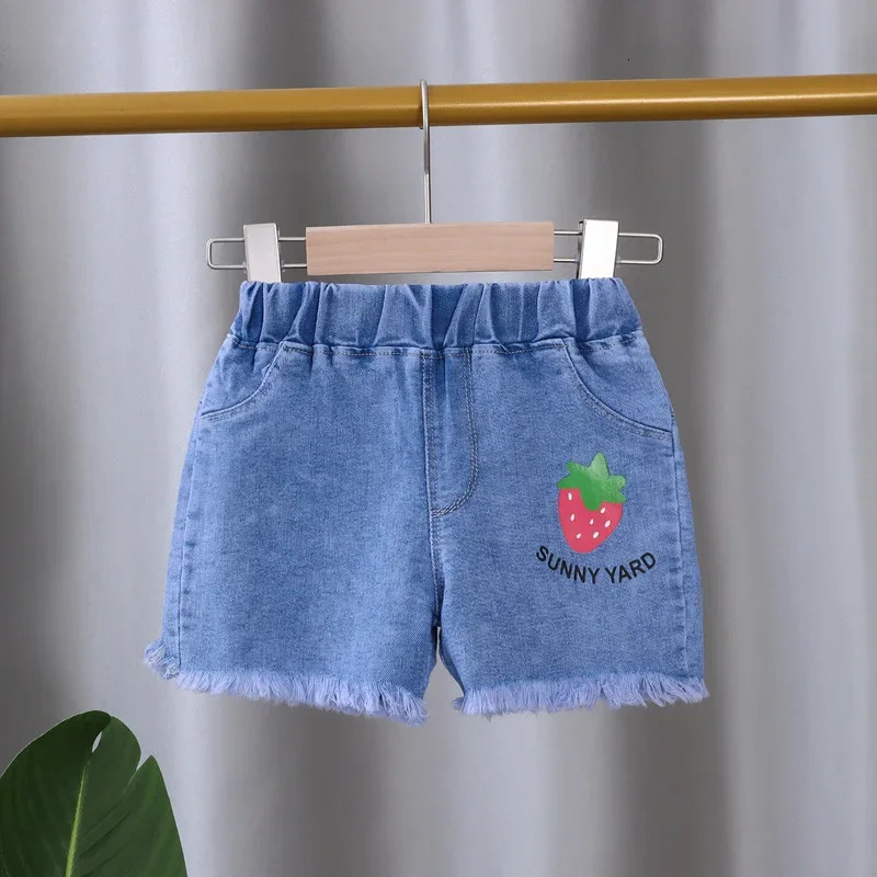 Baby Girls Shorts Jeans Kids Eastic Band Short Pant Summer 1 To 4 Yrs Childrens Cartoon Trousers Korean Style Clothing 250304
