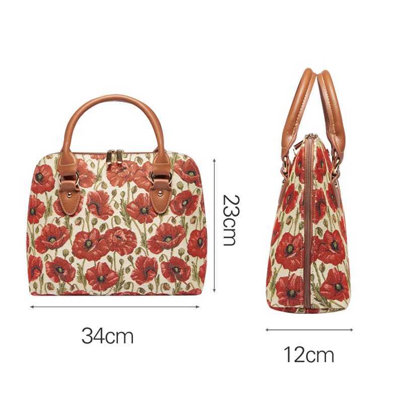 SAJA Tapestry Top-Handle Bags Womans Handbag Shoulder bag Crossbody Bag Satchel Bag Messenger Bag for ladies office Red Poppy Z250303