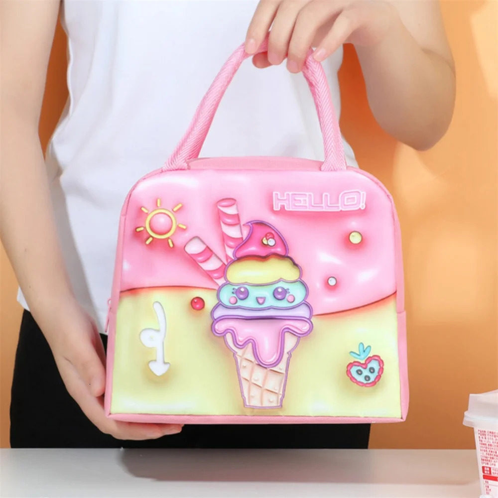 Lunch Bag for School Portable Thermal Bag Cartoon Insulated Lunch Bag Cooler Bento Pouch Dinner Picnic Handbags 250228