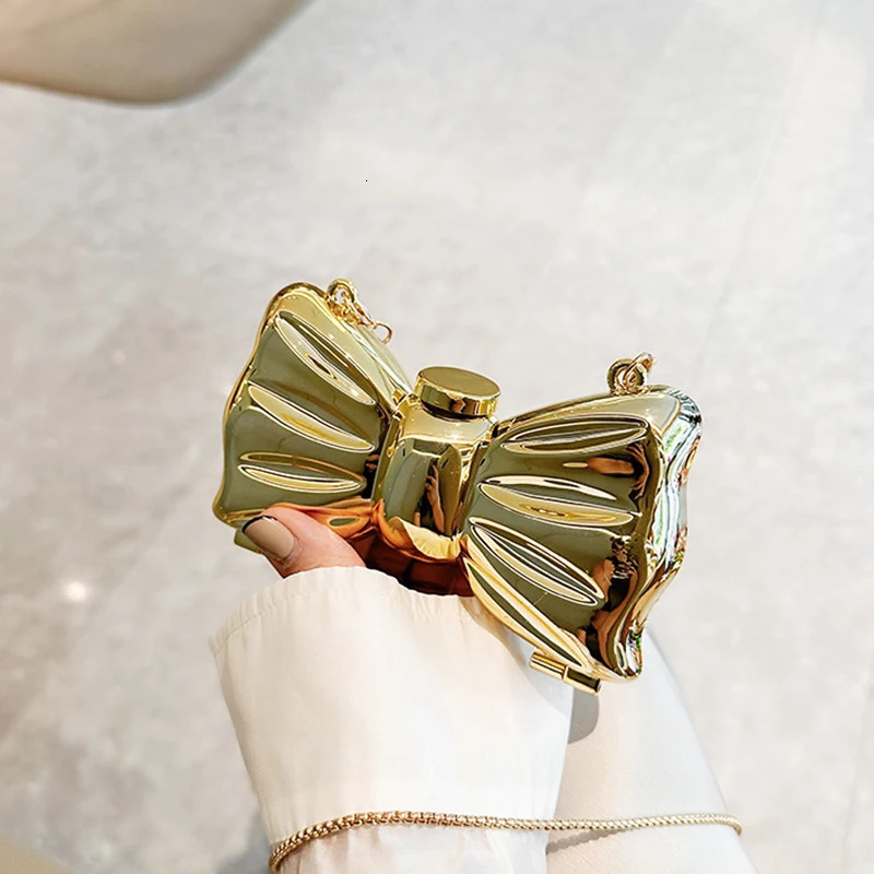 Mini Evening Bag Metal Purse Crossbody Handbag for Girls Kid Women Bowknot Chain Shoulder Party Wedding 250303