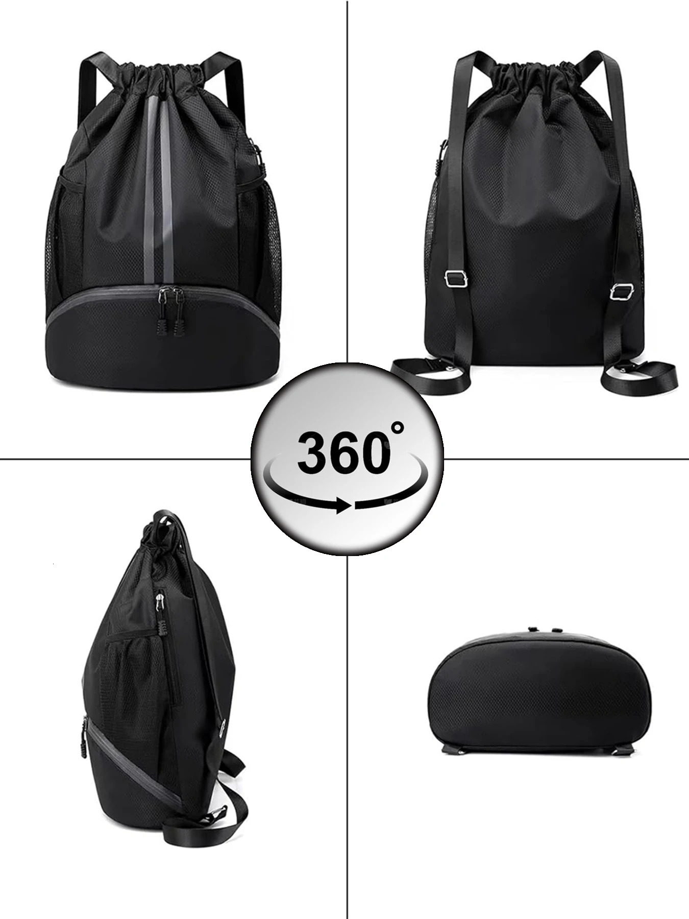 Ship from US Cathsnna fitness backpack drawstring shoulder bag basketball football large capacity waterproof wearable 250304FBB