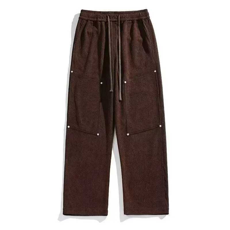 Spring Harem Corduroy Straight Pants For Men 2025 New Streetwear Baggy Sweatpants Men Casual Y2K Vintage Solid Cargo TrousersXJ250303