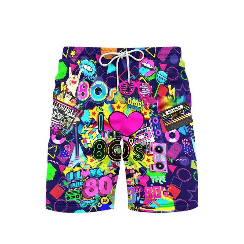 80s Style Music Party Beach Short For Mens Clothing Trend Vintage 3d Print Shorts Hip Hop Street Sport Casual 2025 New PantsT250304
