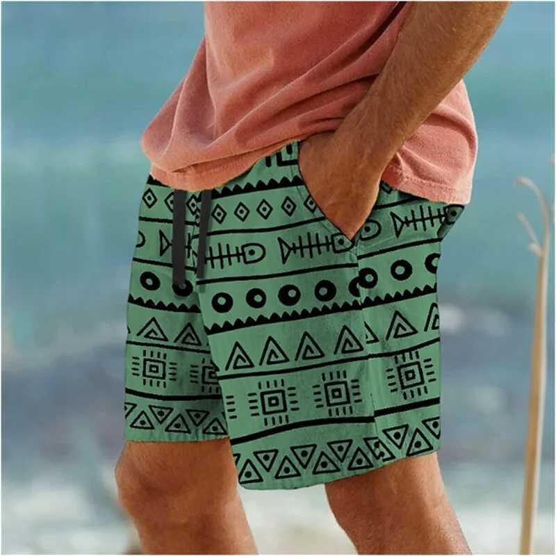 Simple Geometric Patterns Beach Short Fashion Casual Mens 3D Printed Summer Short Pants Trend Streetwear Oversized Swim TrunksXJ250304