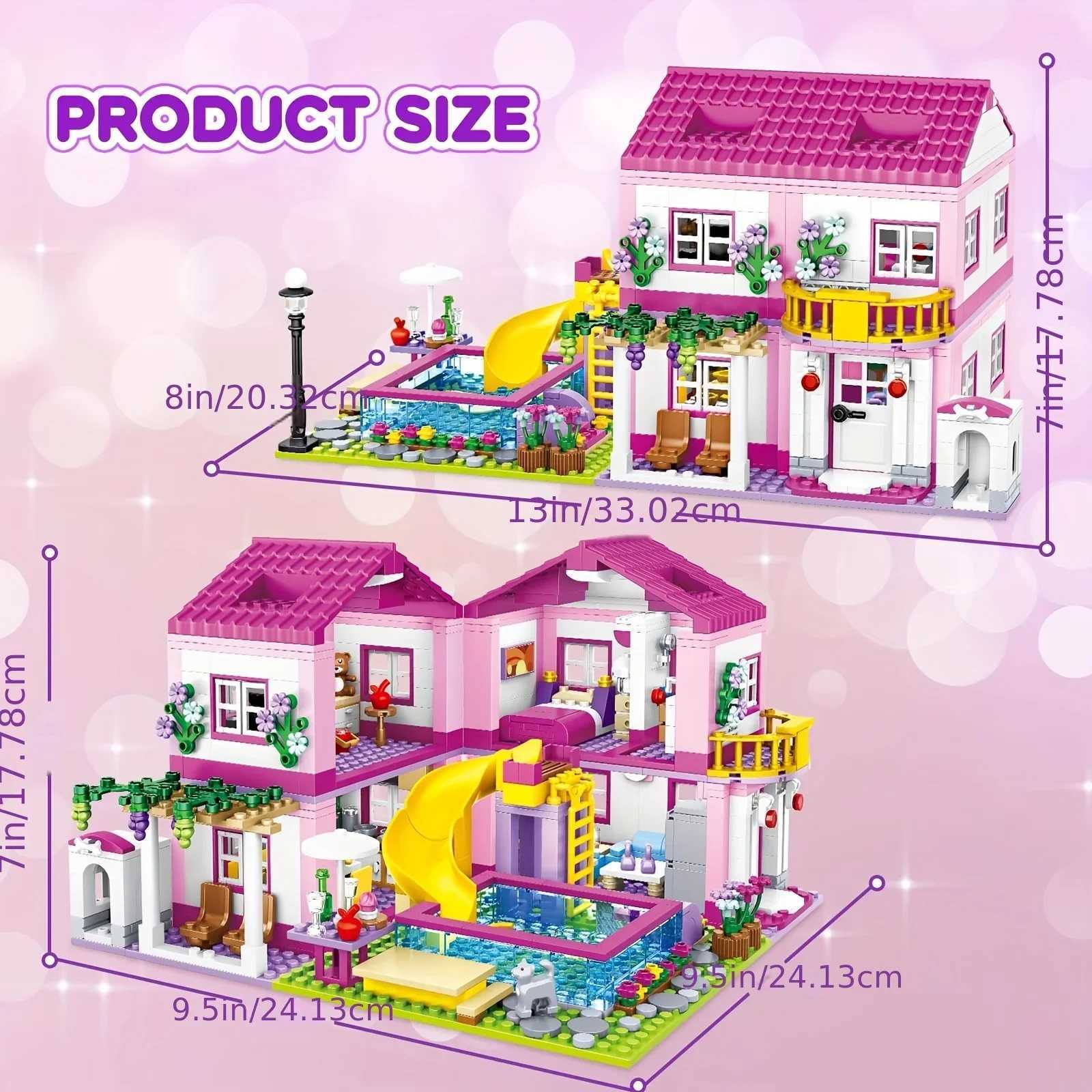 Friends City Street View House Summer Holiday Villa Castle Model Building Block Sets Figures DIY Bricks Toys for Kids Girls GiftT250304