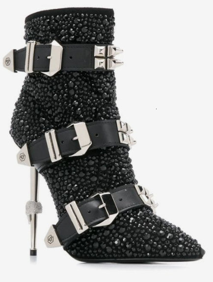 Instagram Fashion Show Plated Steel Shaped Heels Hot Drilled Bgbg Short Boots Women's Shoes