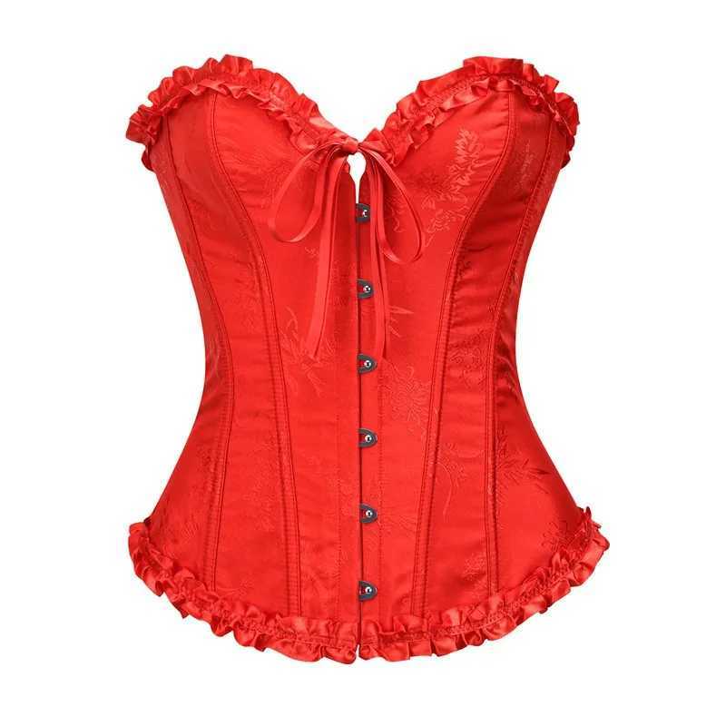 Womens Vintage Lace Corset Top Sexy Boob Gathering Waist Corset Front Buckle Tummy Tightening Rubber Bone Bottom ShapewearXJ250304