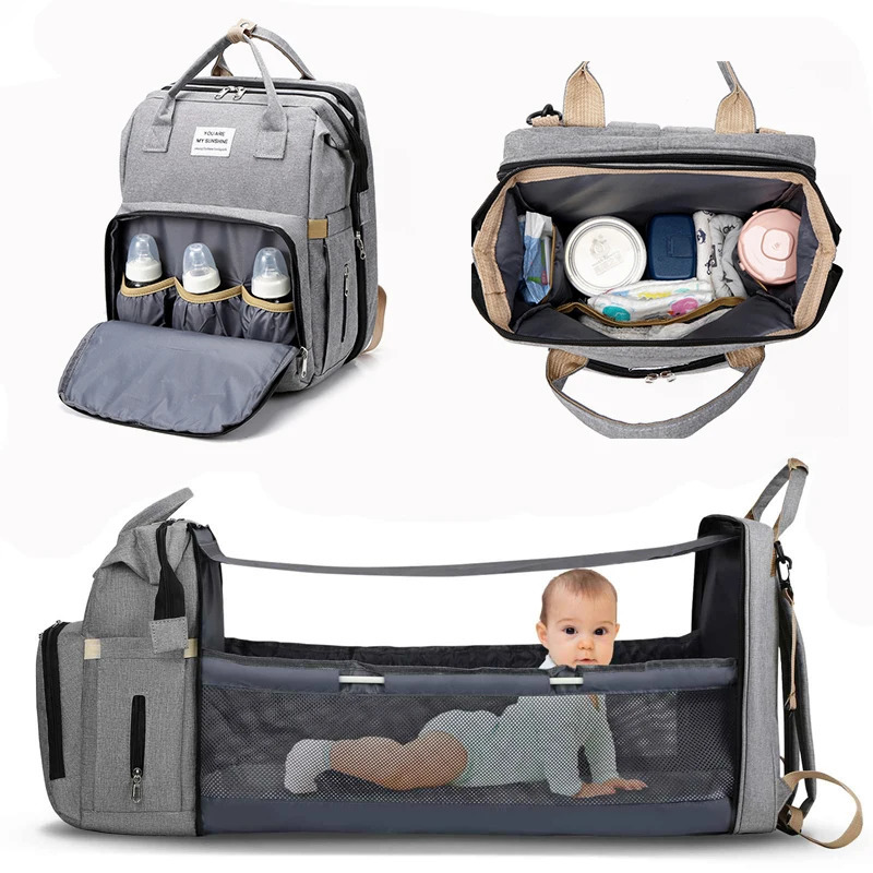 Baby Nappy Changing Bags Changing Station Portable Baby Bed Travel Bassinet Folding Crib Shade Cloth Changing Pad Waterproof 250304
