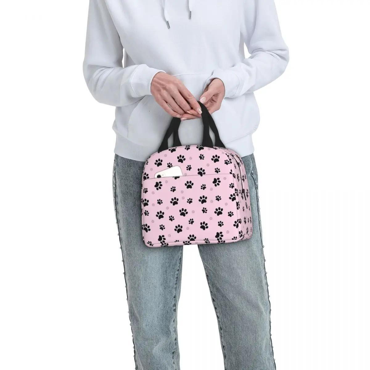 Pink Paw Insulated Lunch Bag Thermal Bag Lunch Container High Capacity Tote Lunch Box College Travel 250228