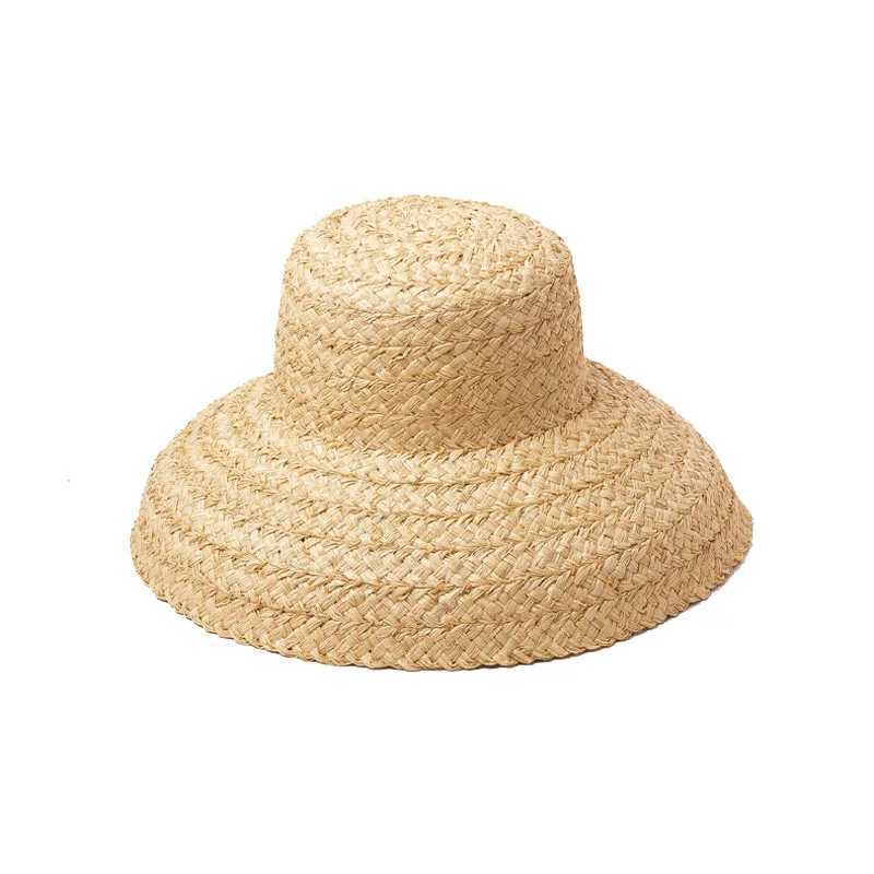 New Fashion Women Wide Brim Raffia C Women Vacation Beach Hats Flat Top Str Hat Summer Sun C Ladies UV Bucket HatXJ250304