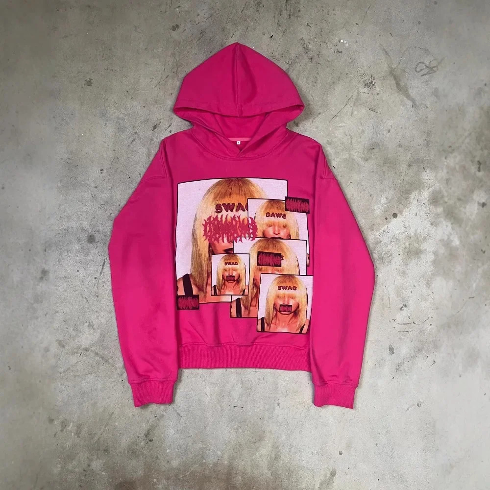 Y2k autumn and winter fashion trend pattern print men hoodie retro streetwear hip-hop punk tops for men and women demon slayer 250303