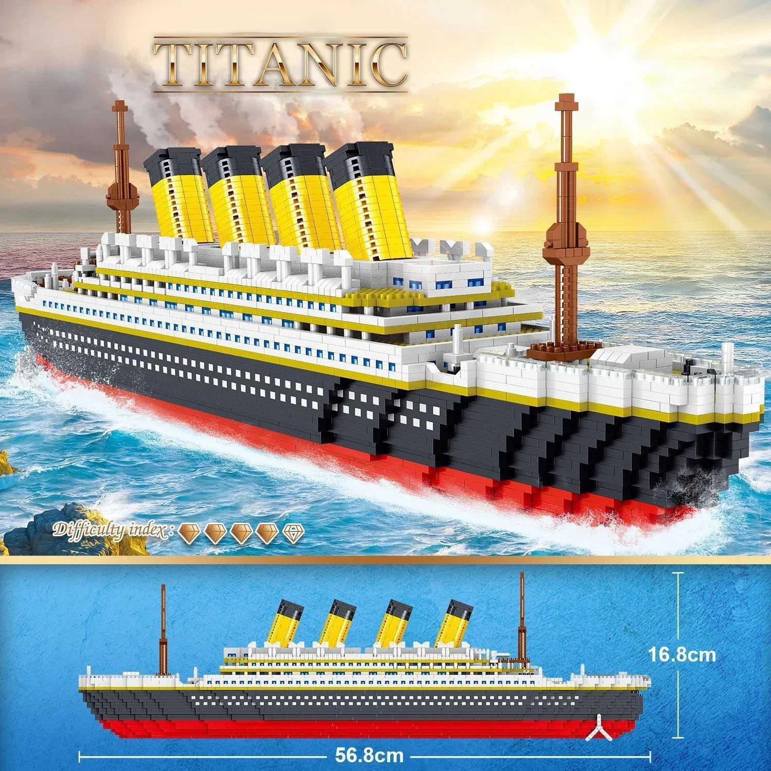 Free shipping 4000+Pcs Titanic Model Cruise Ship Building Blocks MOC Boat Bricks Collection DIY Construction Toys for Children Gift