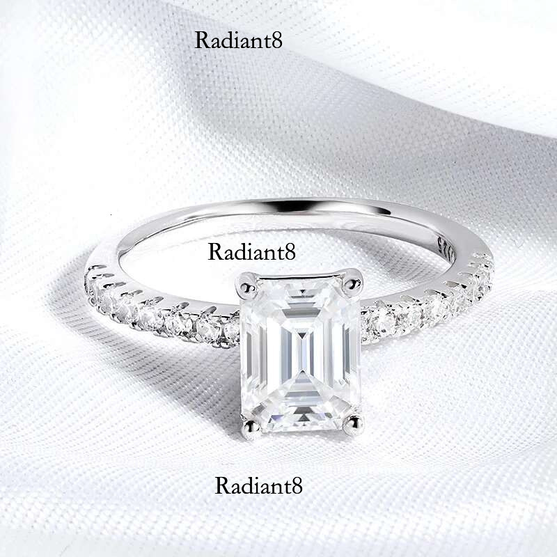 Smyoue 1CT 2CT Emerald/radiant Cut Moissanite Ring for Women Engagement Wedding Bride Sterg Sier Jewelry GRA Certified
