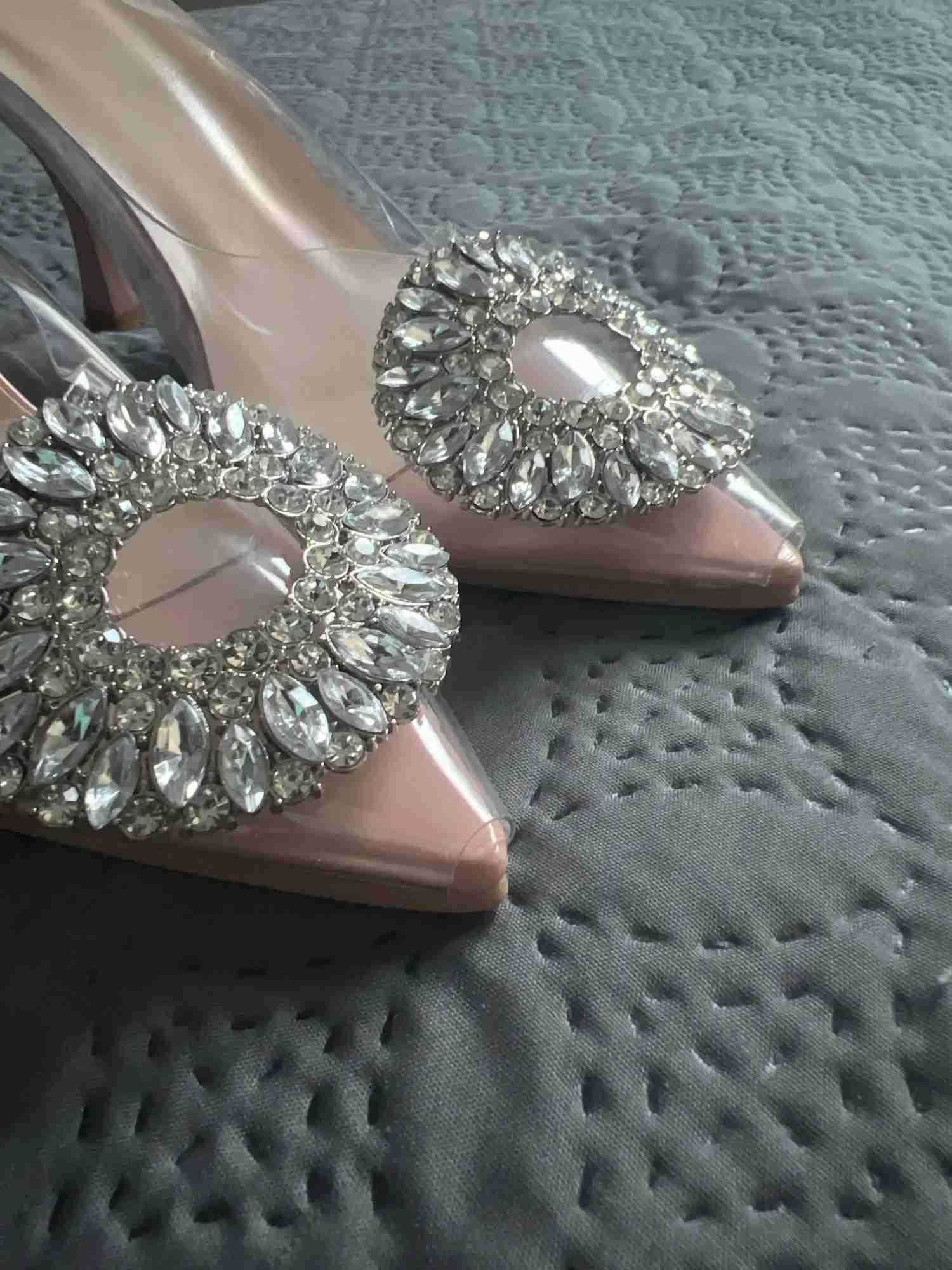 Wen Sandals Beige Square Butt Rhine Decorative Transparent High H Shoes 2023 Fi Slingback Pumps Summer Z250304