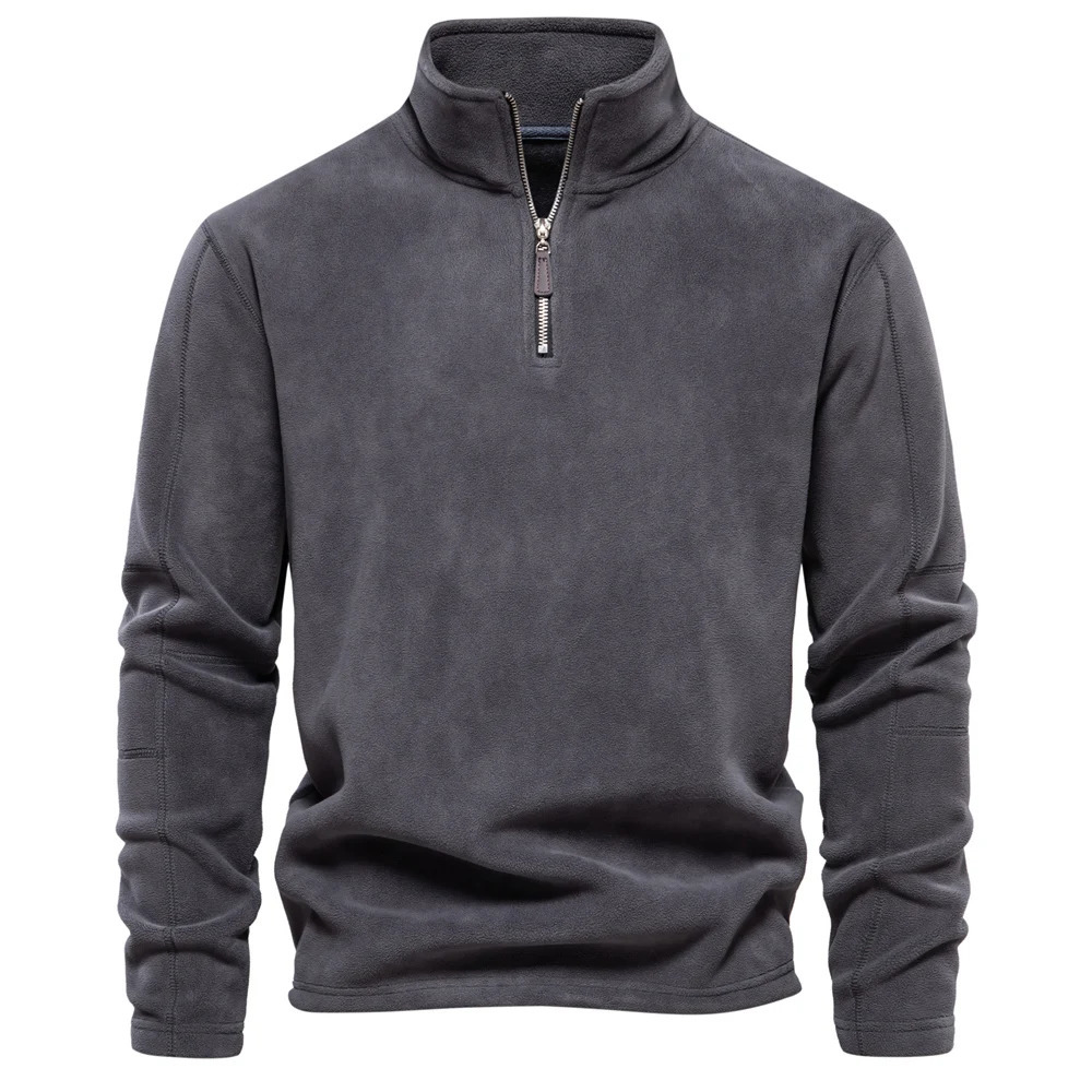AIOPESON Quality Thicken Warm Fleece Jacket for Men Zipper Neck Pullover Mens Sweatshirt Soft Shell 250304