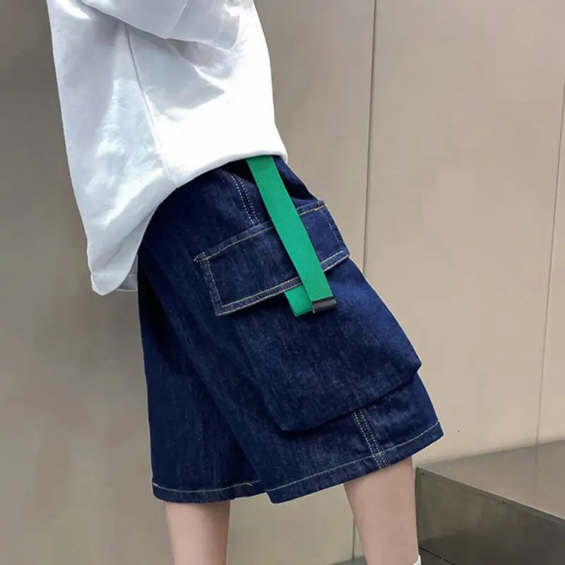 312Y Boys Denim Shorts Summer Thin Kids Solid Color Fashion Pants Children Elastic Pure Cotton Casual Five Quarter 250303