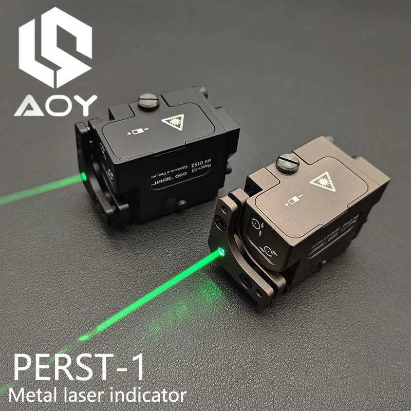 Outdoor Green Laser Aiming PERST-1 Mini Metal Adjustable Laser Indicator Air Gun Hunting 20mm Underhung Tactical LightXJ250303
