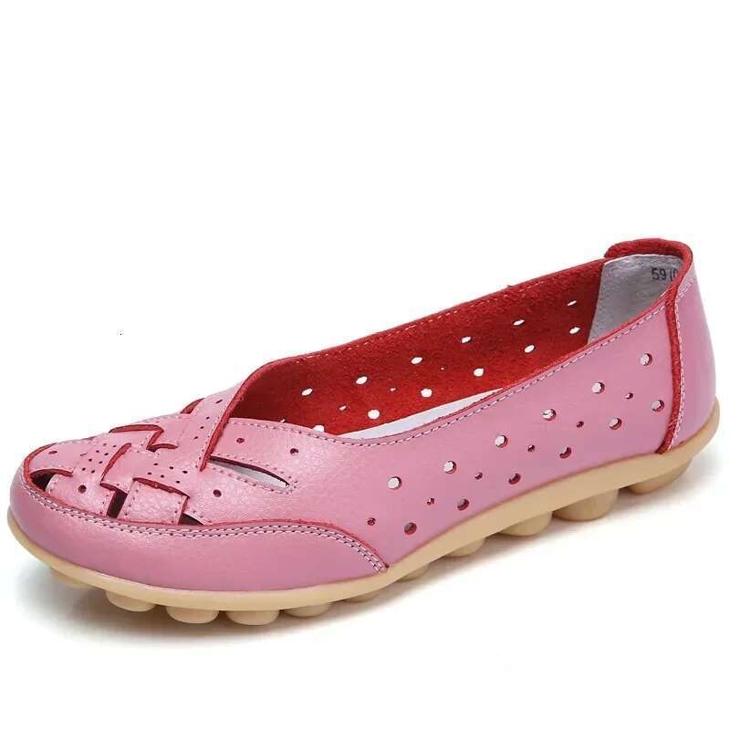 Sandals Fashion New Soft Sole Heel Women Hollow Flat Woman Genuine Leather Shoes Female Casual 2025