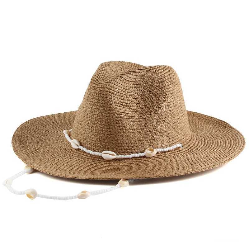 Fashionable 2024 designer chain necklace sun hat with shell suitable for womens summer folding beach hat wholesale of womens fashionable party hatXJ25
