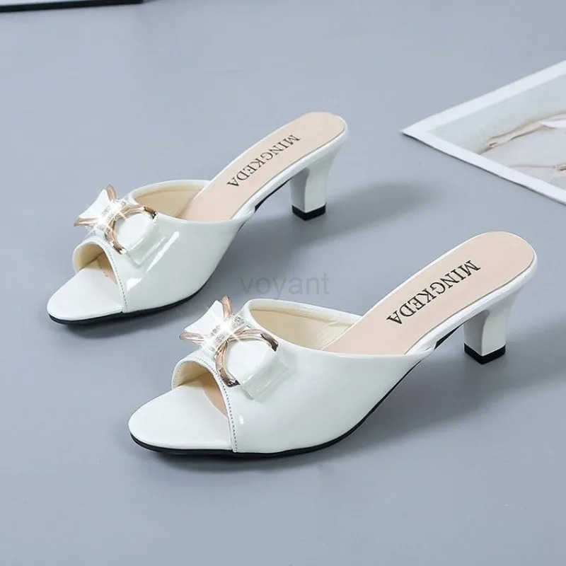 Summer Fem Sandals Wen Slippers Sexy Open Toe Fish Mout Ladies Rhine Bowknot Slides Shoes Plus Size 42 Z250304