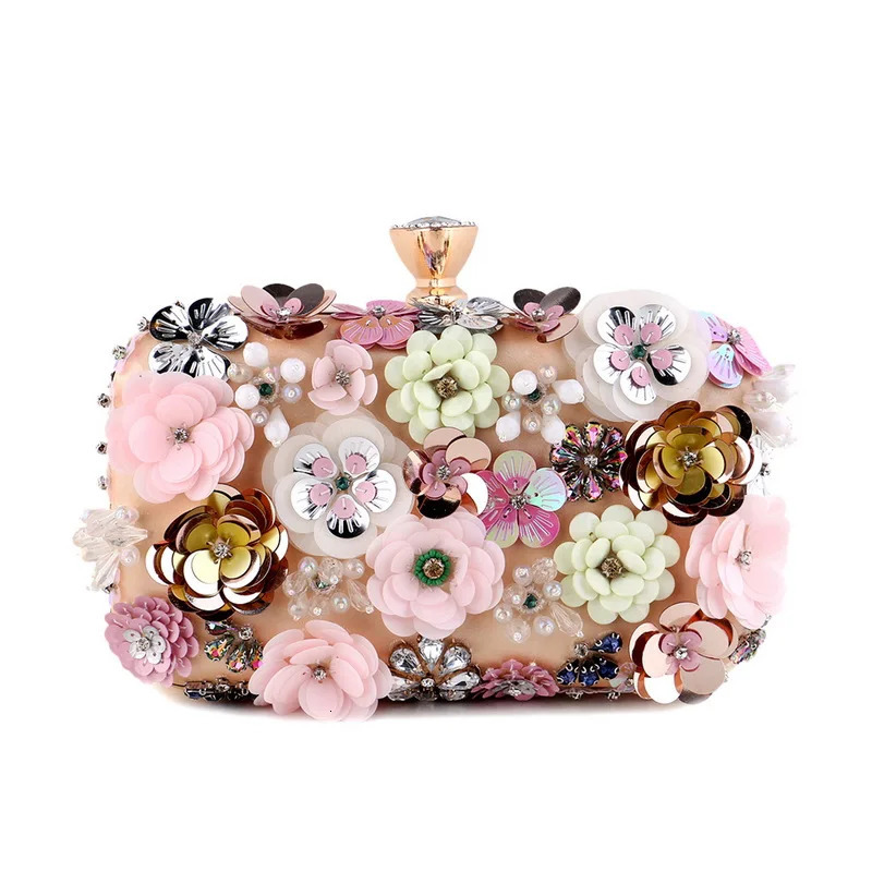 Fashion Women Bags Flower Diamonds Embroidery Small Clutch y Lady Handbags Evening Arrival Chain Shoulder Purse 250303