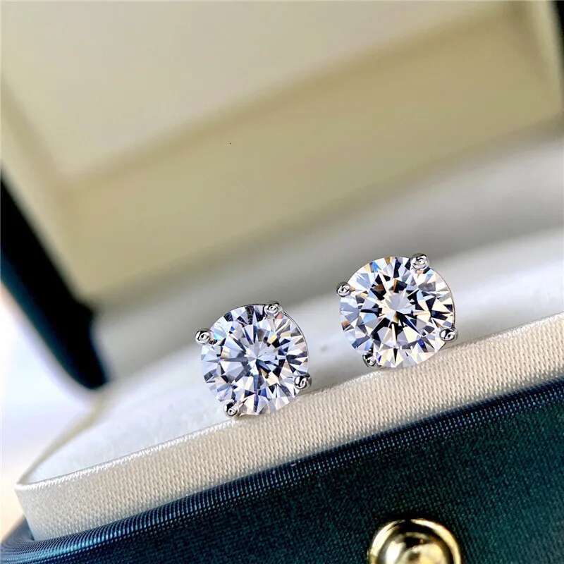 Lnngy 0.3-2CT Moissanite Stud Earrings For Women Girl Certified Sier Earring Exquisite Wedding Jewelry Piercing Pendientes