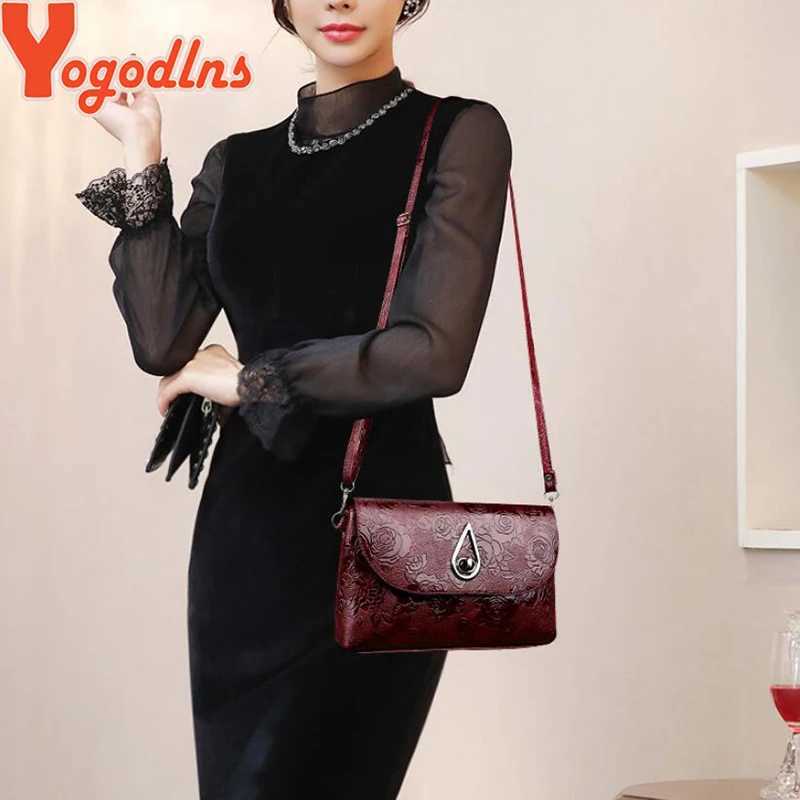 Yogodlns Luxury Handbags Women Bag Designer Flower Embossed Shoulder Bag Envelope Bag Ladies Flap Crossbody Bag Lady Purse bag Z250303