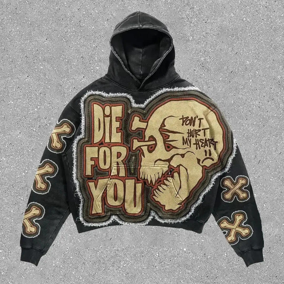 2025 Skull Hoodies Fashion Print Women Graphic Y2k Top Oversized Zip Up Hoodie Couples American Streetwear Goth Women Clother 250303
