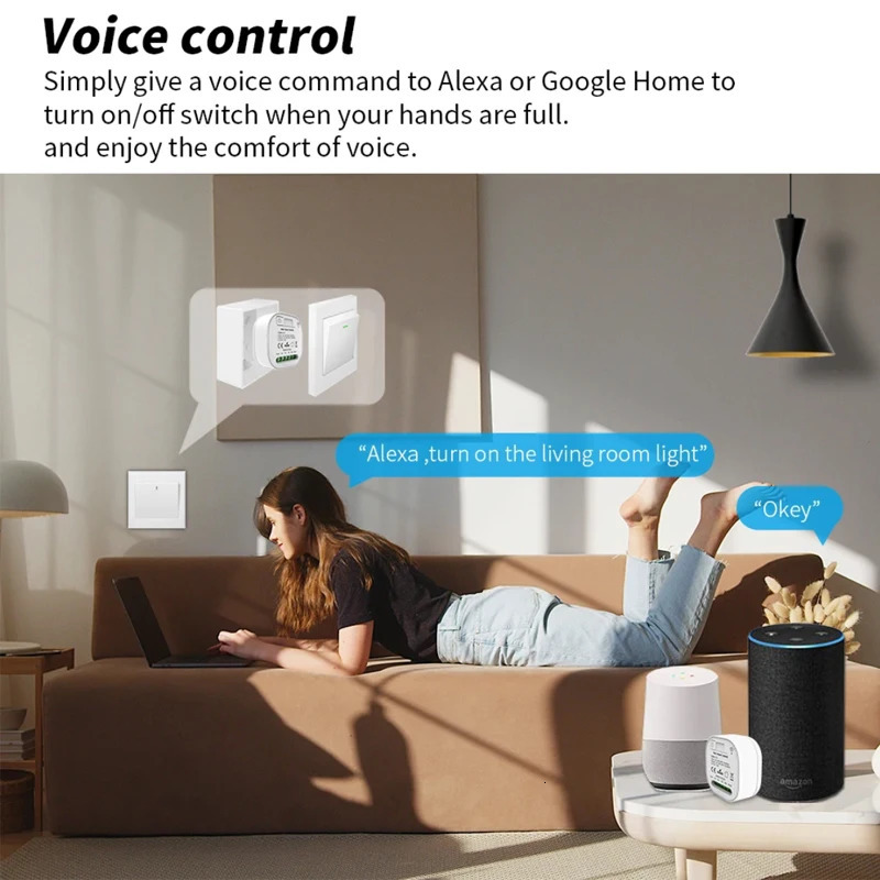 Tuya ZigBee Smart Switch Module with RF 43Hz Self Powered Wireless Switch Remote Control on off Works with Google Home Alexa 250303