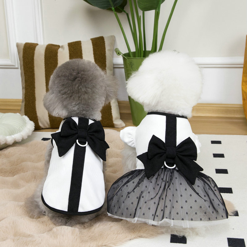 Spring Summer Pet Clothes Dog Wedding Dress Small Meidum Dog Leash Dress Designer Dog Clothes