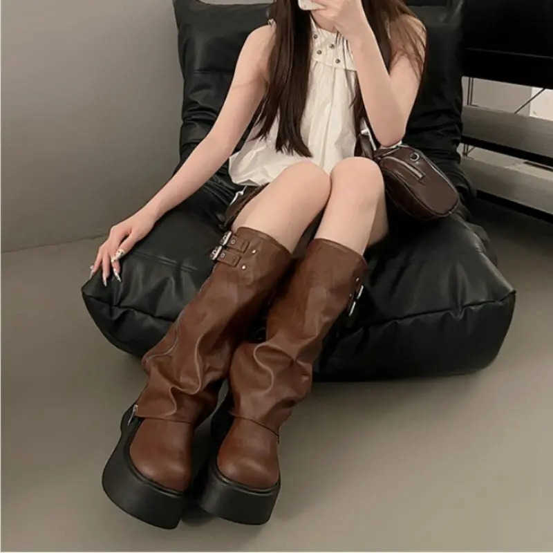 Thick Soled Boots Wern Knight Boots Long Tube Boots For Wen In Autumn And Winter Knee Length Slim High Tube Boots Z250304