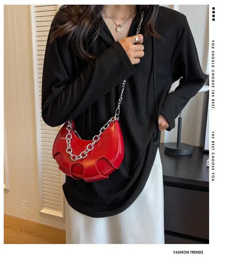 Brand Designer PU Leather Womens Shoulder Bag Simple Chain Crossbody Bag Hobos Handbag Y250303