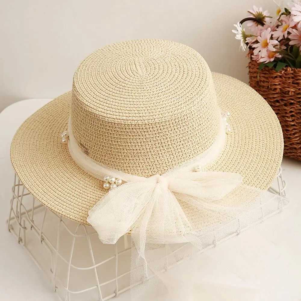Large Brim Str Hat Summer Travel UV Protection Beach C Lace Pearl Outdoor Sun Hat WomenXJ250304