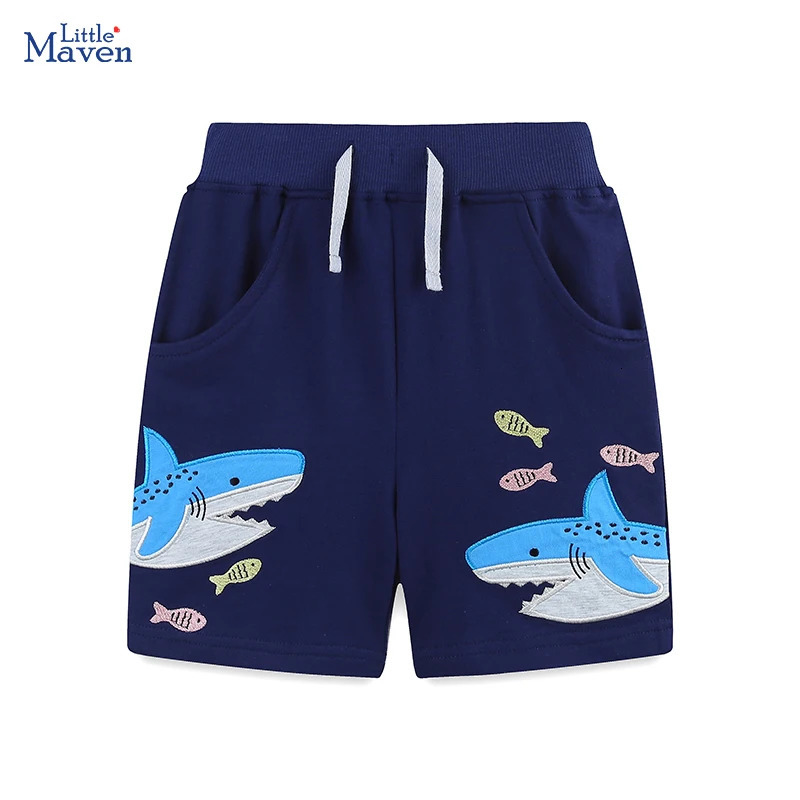 Little maven Childrens Clothing Summer Baby Boys Cartoon Sharks Shorts Cotton Soft Comfort Kids Clothes Boys Casual Pants 250304