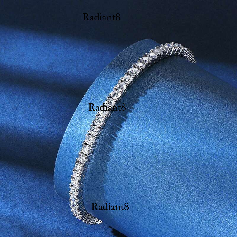 Anziw Sterg Sier Plated 14K Gold Tennis Bracelet 3mm 5mm D VVS1 Round Moissanite Bracelets for Women Men Couples Gifts