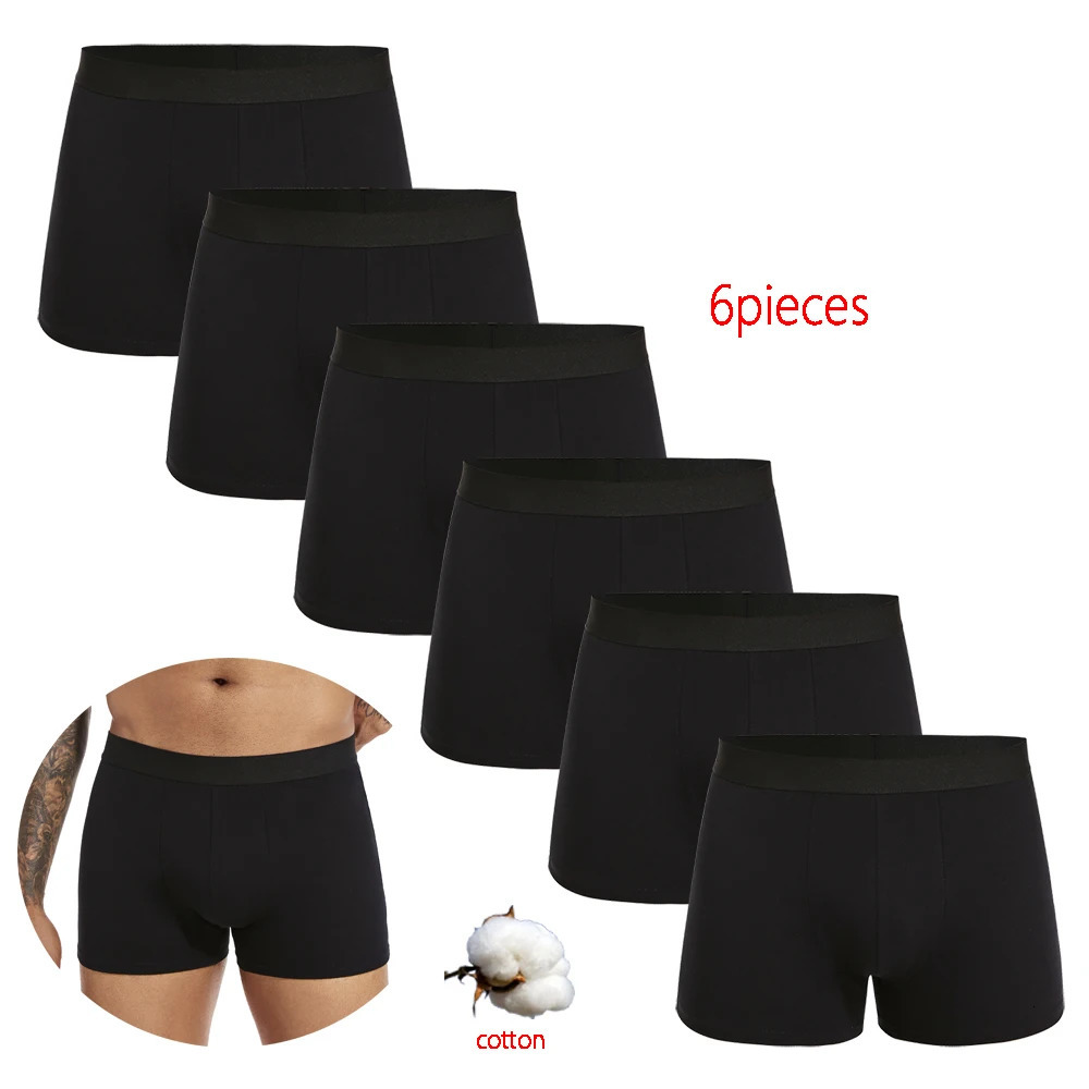 6pcs pack Black Boxer Shorts Men Underwear Soft Breathable Male Underpants for Men Homme Boxershorts Slips Panties 250303
