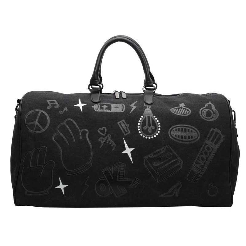 Graffiti Travel Bag Womens Short Distance Business Trip Large Capacity Luggage Handbag Dry Wet Separation Sports Fitness Bag Y250304