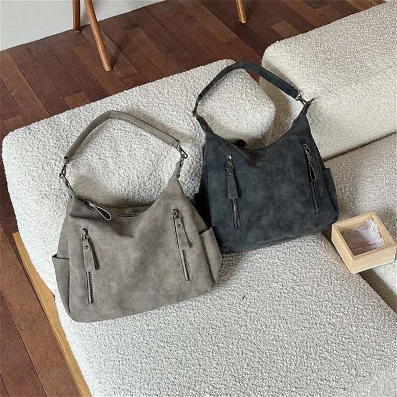 Women Crossbody Bag Designer Oblique Cross Single Shoulder Bag Large Capacity Handbags Retro Matte PU Leather Hobos Purse